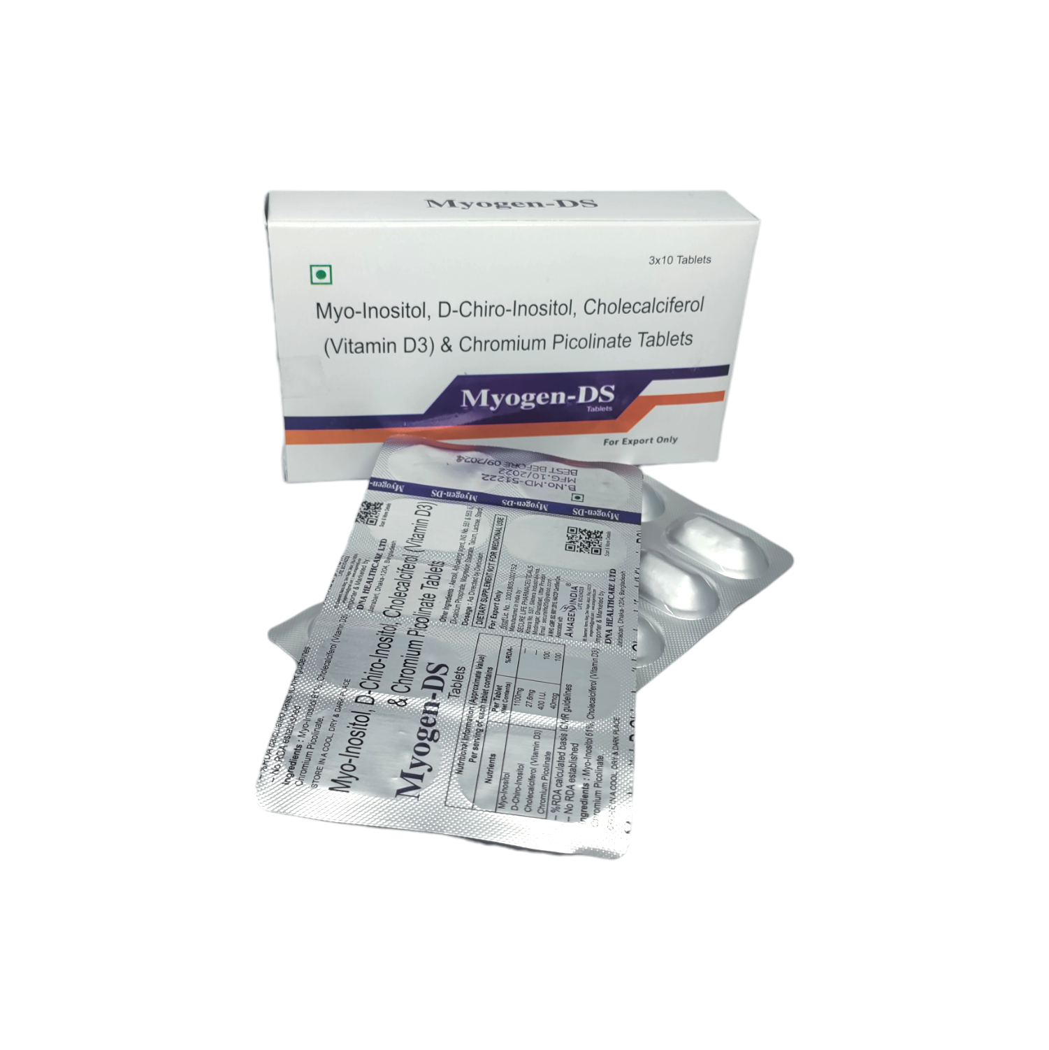 Myogen - DS | Tablet | 1100 mg + 27.6 mg + 40 mcg + 400 IU | মায়োজেন - ডিএস | ট্যাবলেট